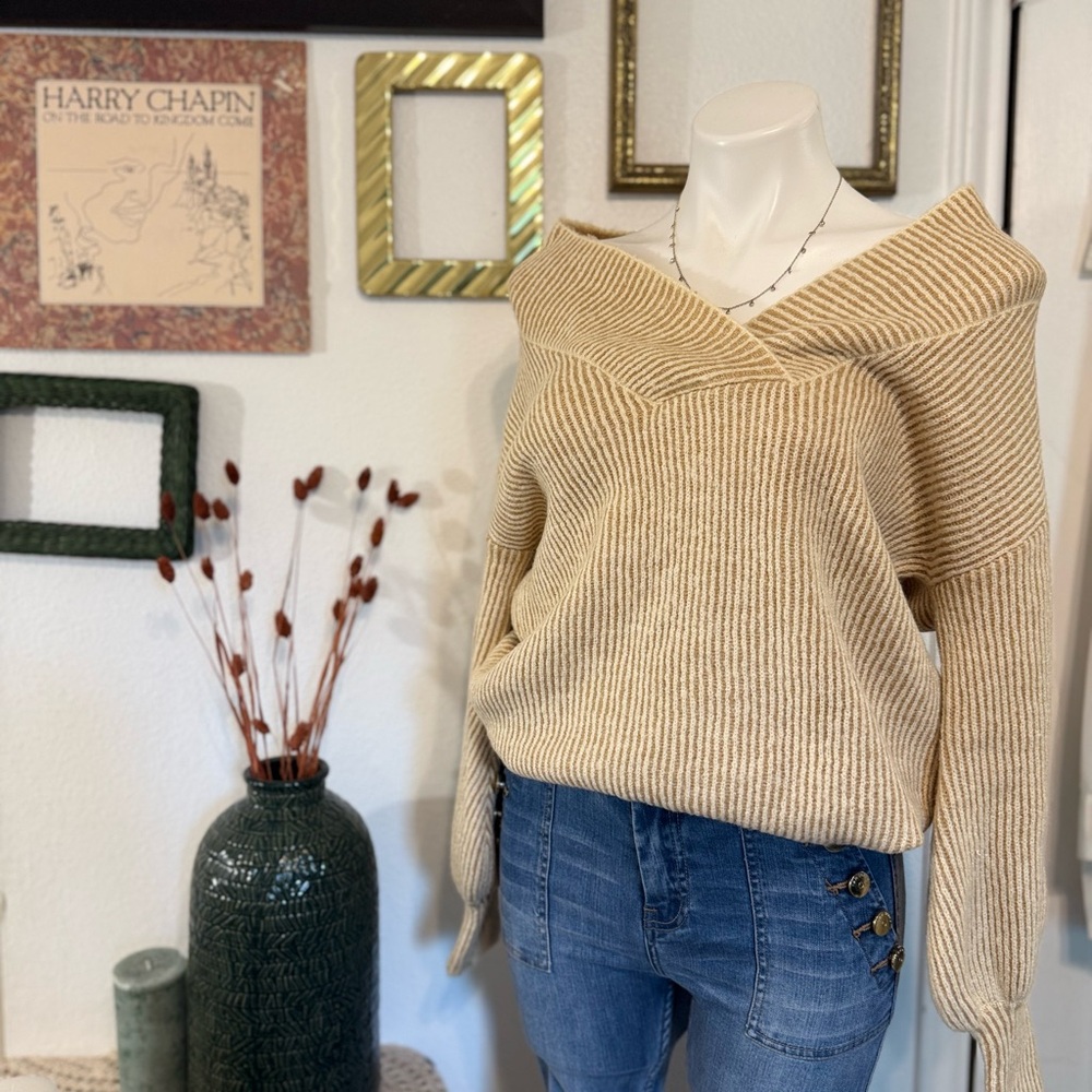 Forever 21 Off-the-Shoulder Beige Sweater
